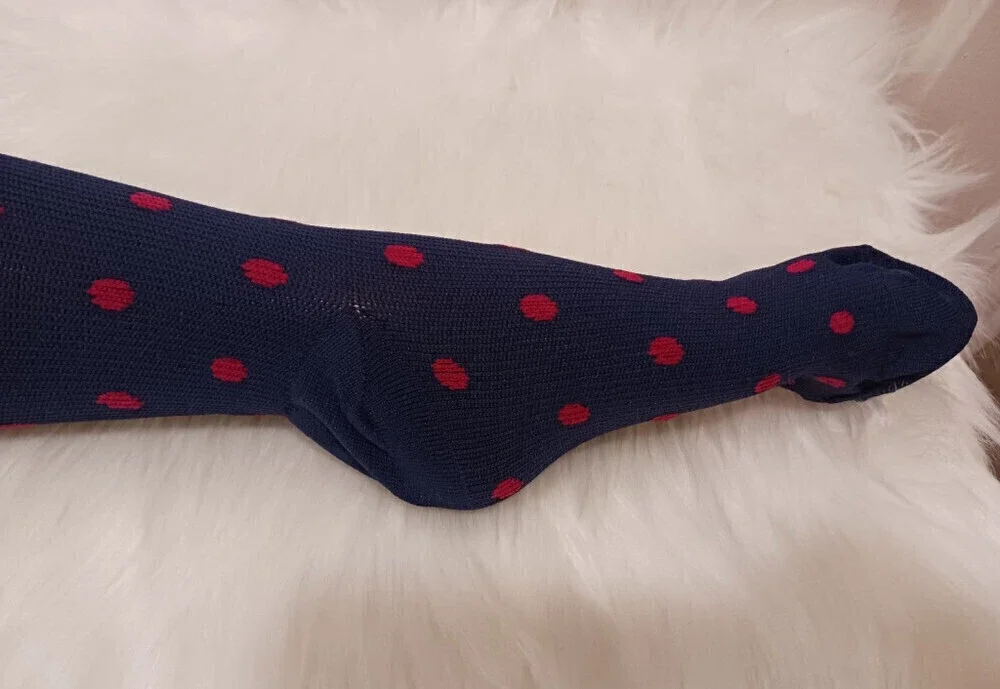 Knee High Socks With Red Dots In S/M - Picture 7 of 8